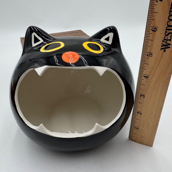 Black cat bowl Halloween birthday cat lover fun trendy adorable cute wide - Picture 9 of 12